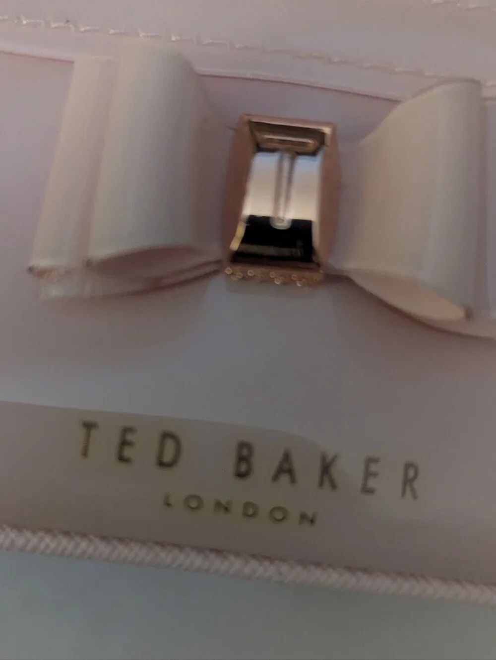 Ted Baker London Light Pink Bow Accent Pencil Case Cosmetic Pouch.